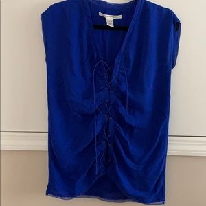 Diane Von Furstenberg DVF lace up blouse